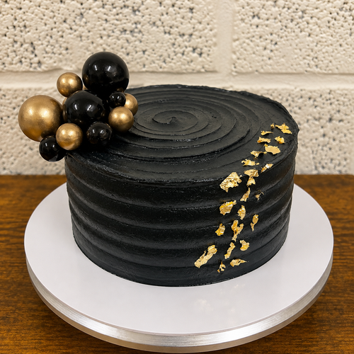 Black Gold Pearl Cake - Black & Gold Luxury Cake