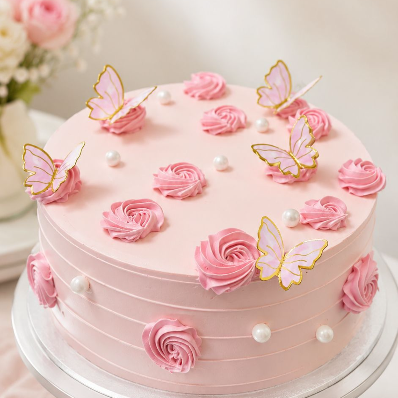 Butterfly pearl cake