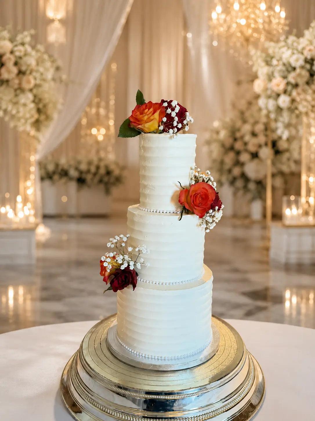 Sunset Sweet Rose Cake - Ivory & Amber Rose Cake For Wedding Artisan Cakes