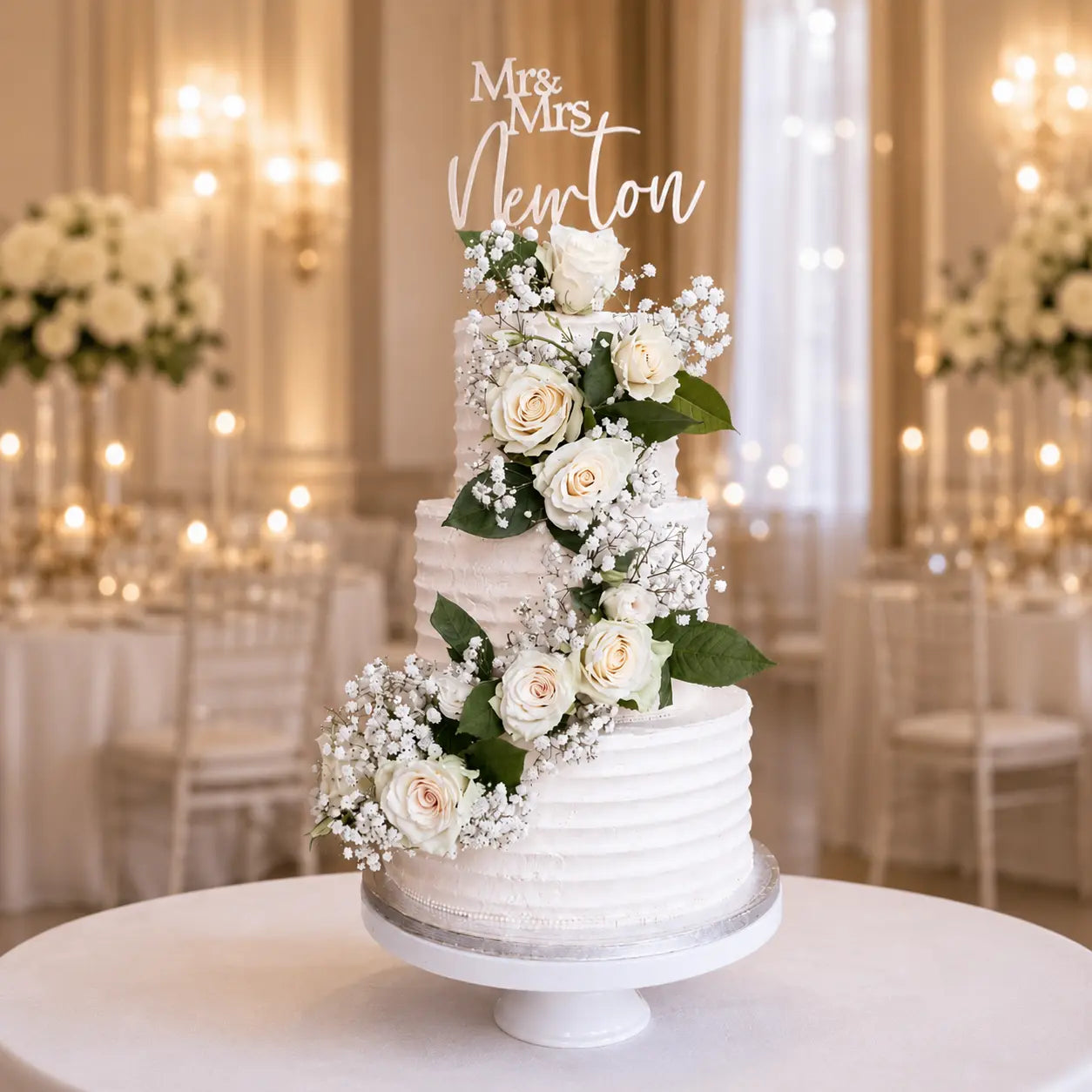 Ivory Rose Cascade Cake