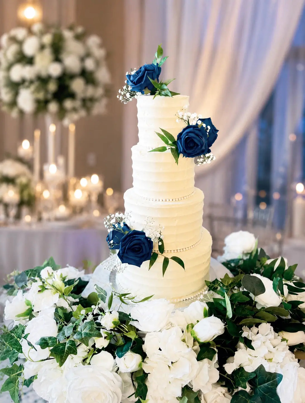 Midnight Blue Rose Elegance Cake