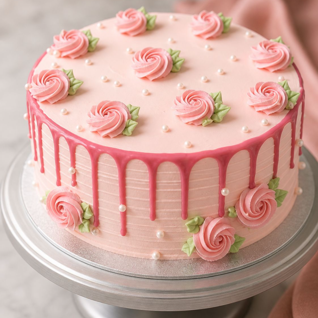 Pink blossoms cake
