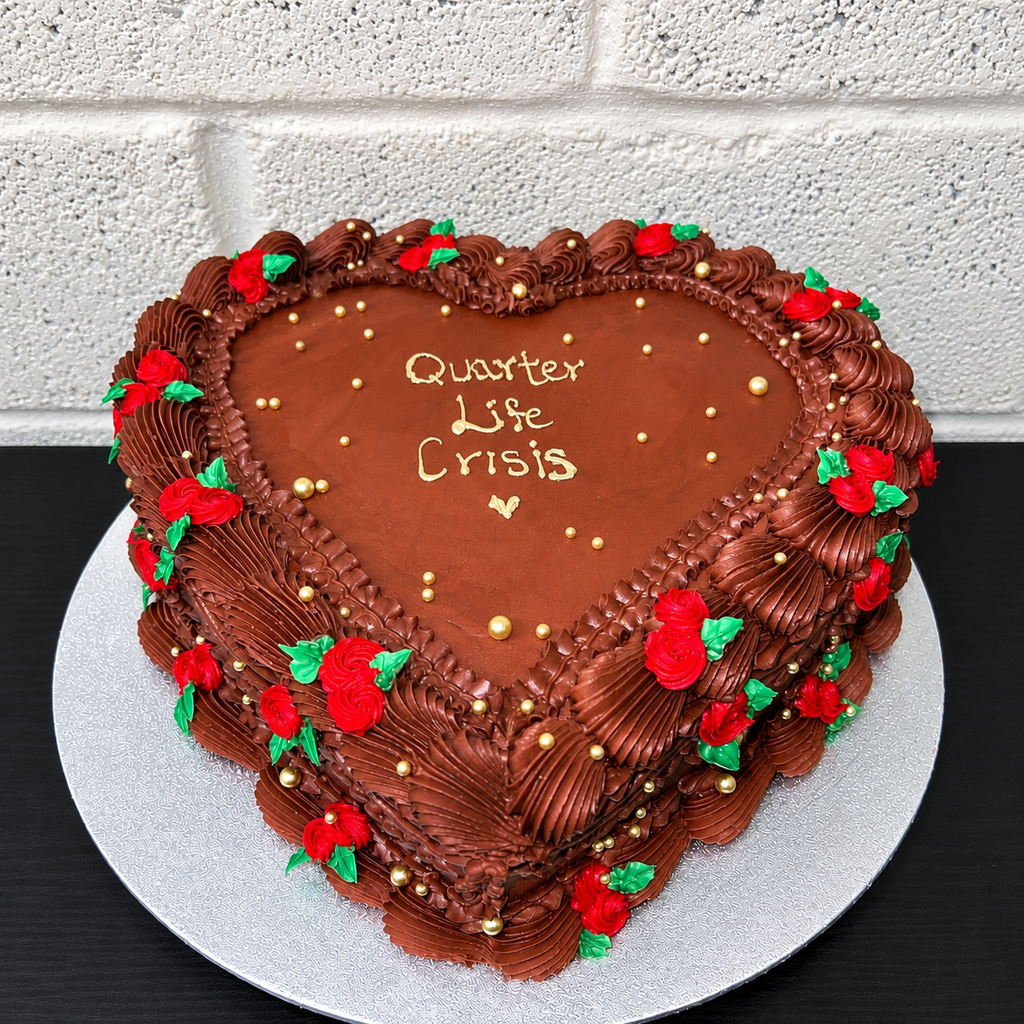 Royal Burgundy Heart Shaped Cake