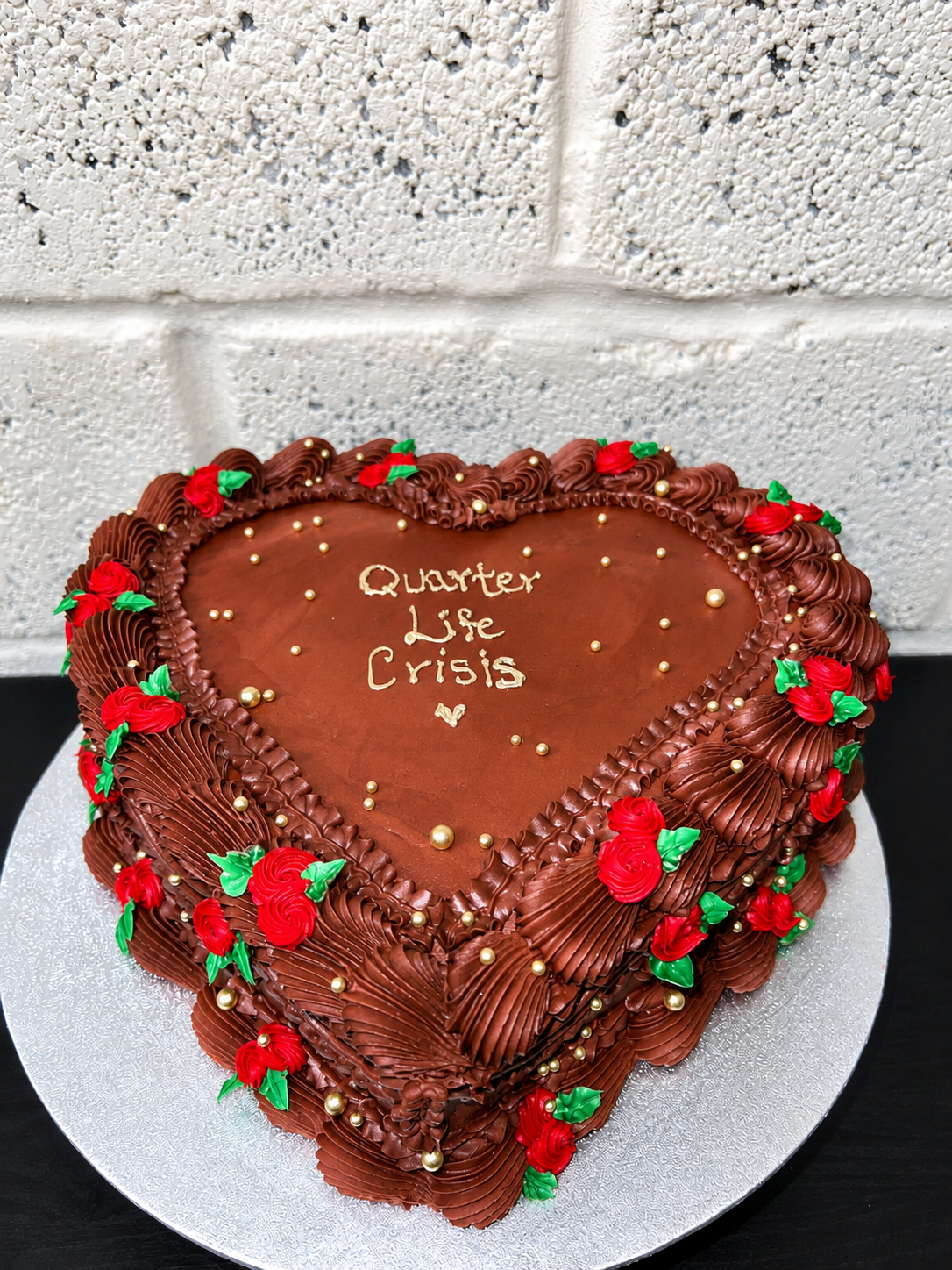 Royal Burgundy Heart Shaped Cake