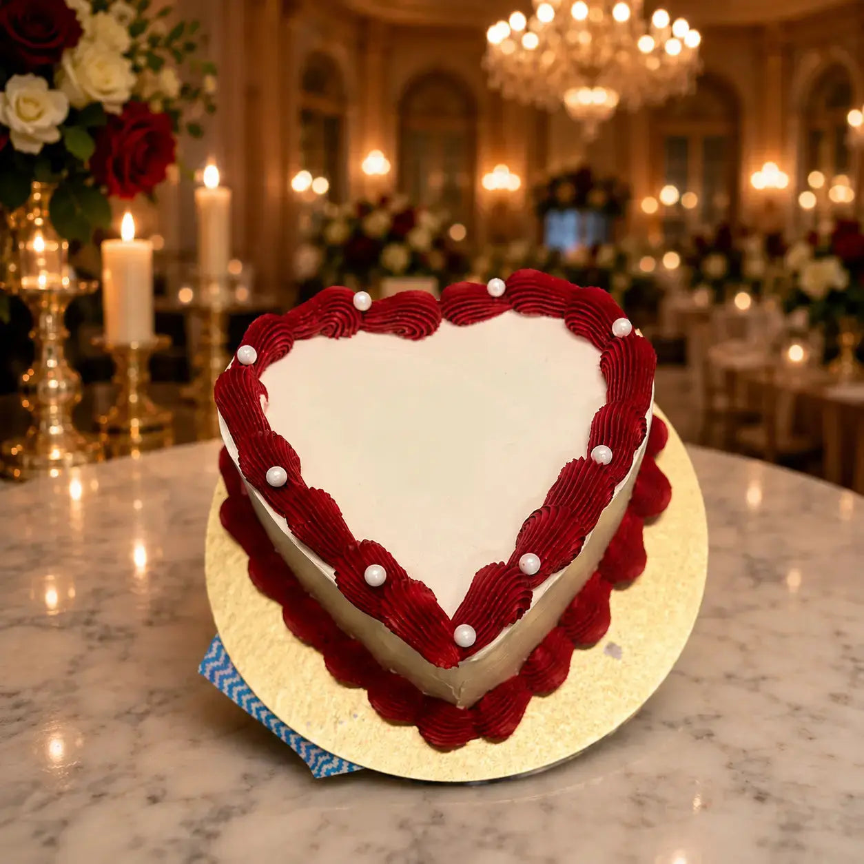 Royal Scarlet Heart Cake - Anniversary Heart Shape Cake