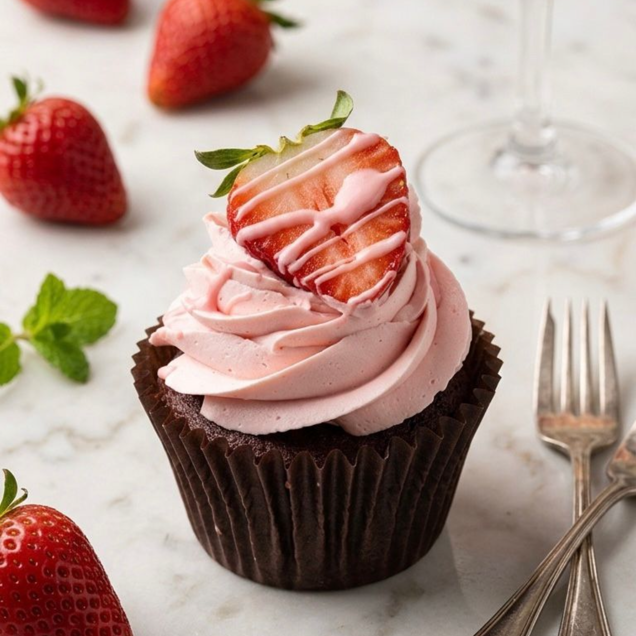 Strawberry chocolate cupcake