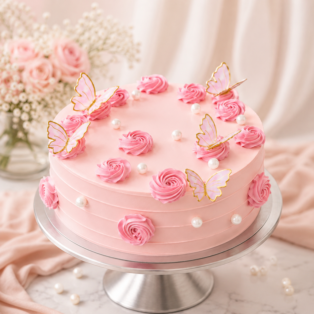 pastel pink celebration cake