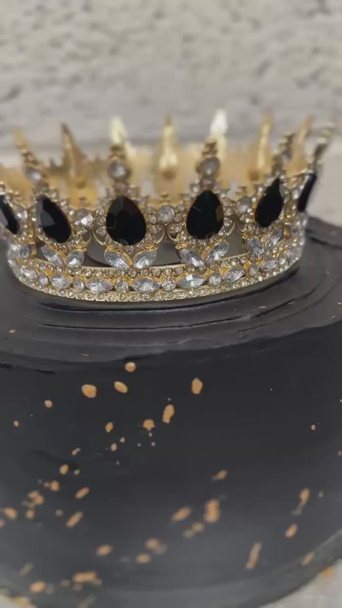 Crowned Black and Gold Cake
